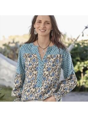 SUNDANCE NWOT Women’s Boho Patchwork Cotton Explorer Top In Multi-Size XL